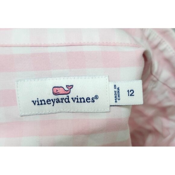 Vineyard Vines Womens Pink Gingham Button Down Shirt Size 12 Long Sleeve Classic - Picture 7 of 12